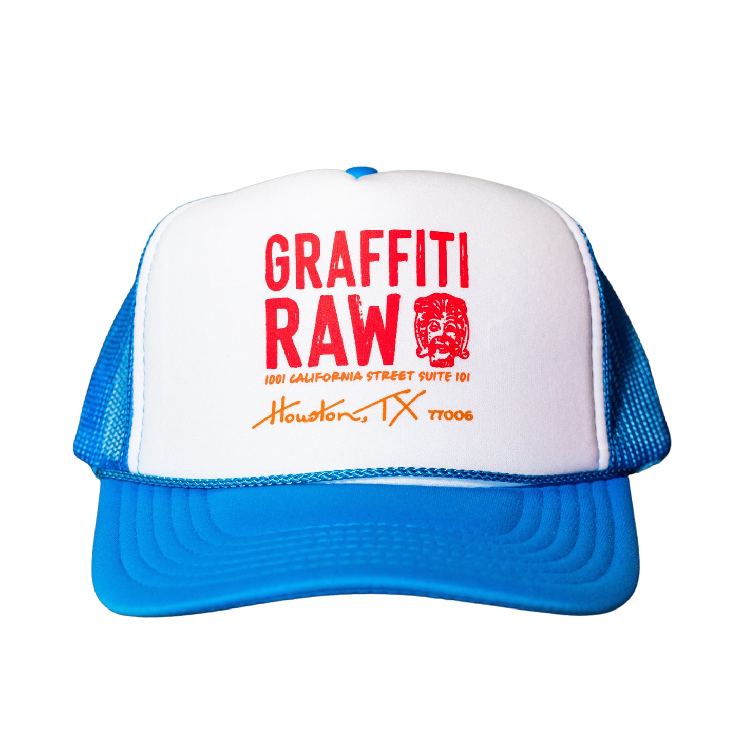 Graffiti Raw Hat | Light Blue & White